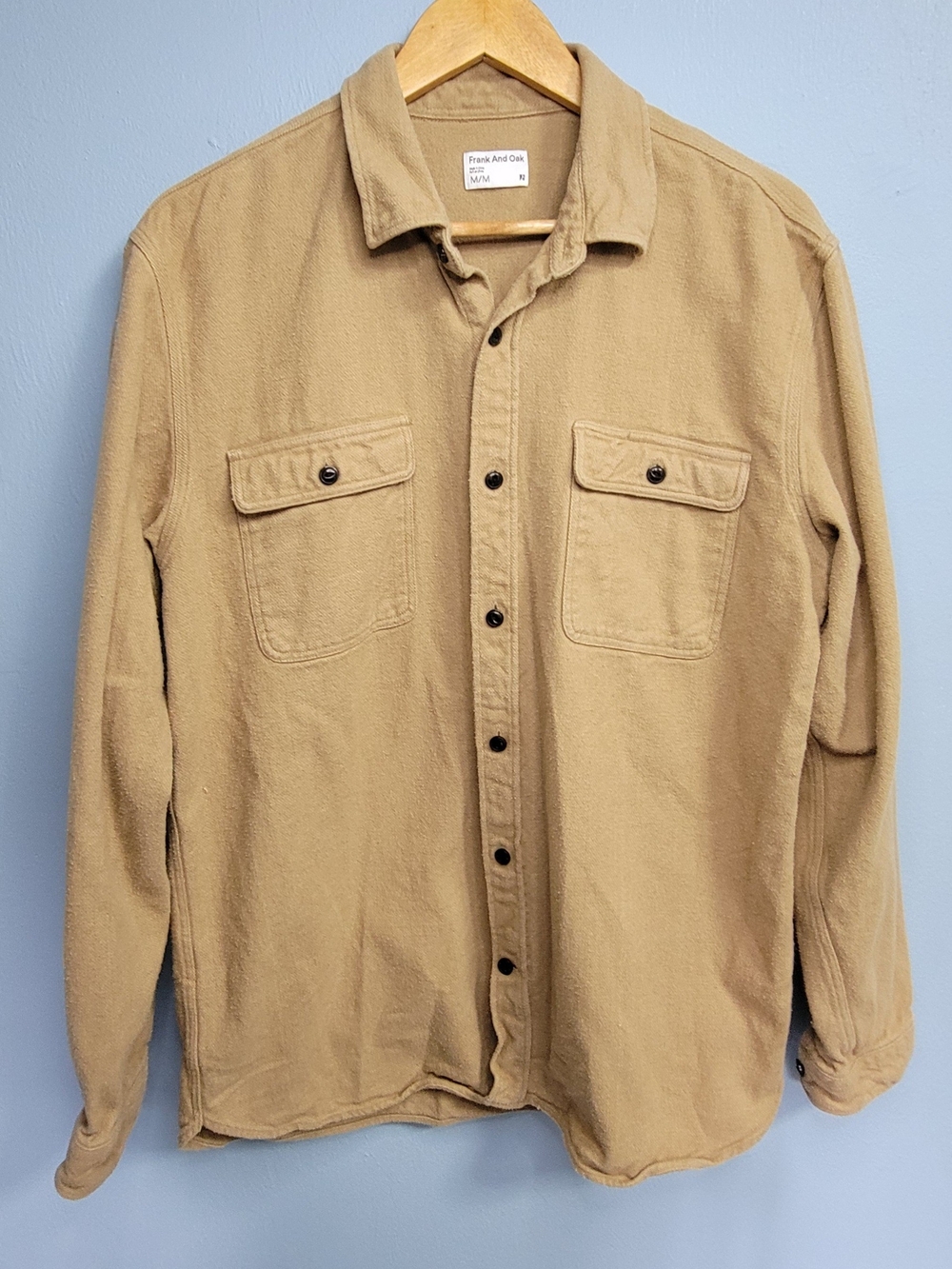 Official Frank And Oak Mens Tan Heavyweight Button Up Shirt Jacket /Shacket -M